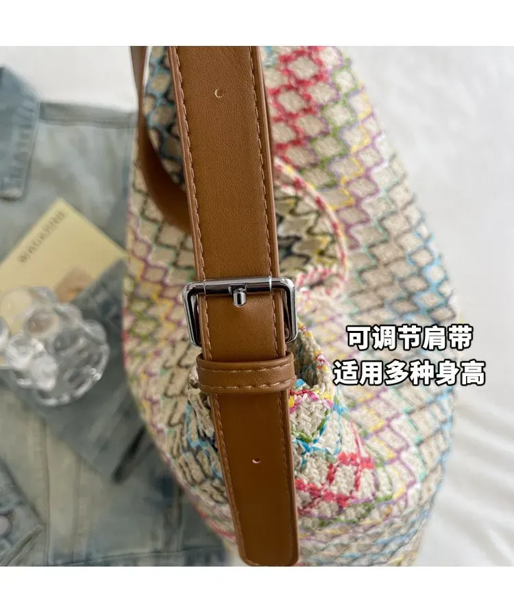 Tas Selempang Wanita Bahan PU Sintetis Motif Print Warna Pink Model Hobo Tali Grosir Import