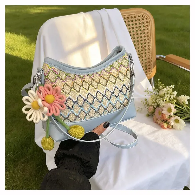 Tas Selempang Wanita Bahan PU Sintetis Motif Print Warna Hijau Bentuk Kotak Tali Grosir Import