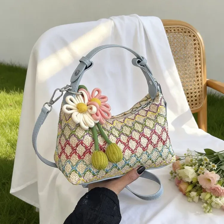 Tas Selempang Wanita Bahan PU Sintetis Motif Print Warna Hijau Bentuk Kotak Tali Grosir Import