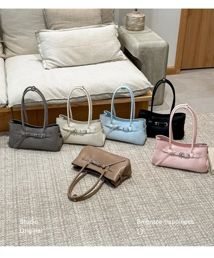 Tas Selempang Wanita Bahan PU Sintetis Polos Bentuk Kotak Tali Lebar Resleting untuk Reseller