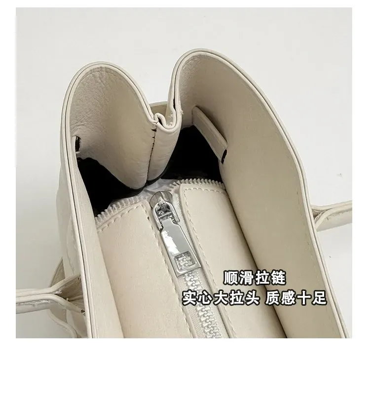Tas Selempang Wanita Bahan PU Sintetis Polos Bentuk Kotak Tali Lebar Resleting untuk Reseller