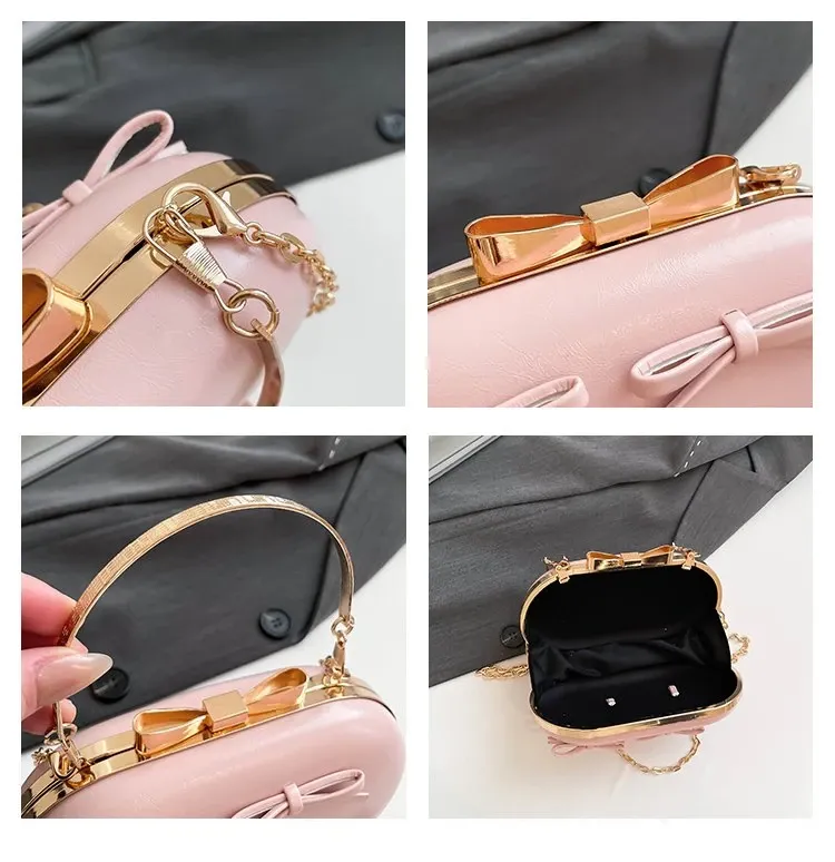 Tas Selempang Wanita Bahan PU Sintetis Polos Warna Pink Bentuk Kotak Tali untuk Reseller