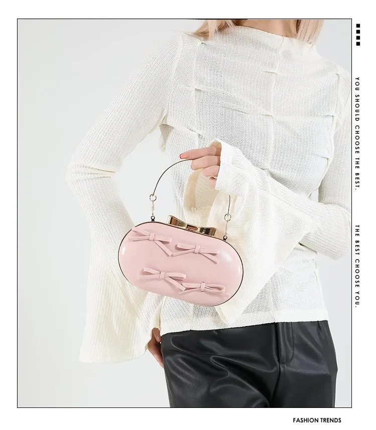 Tas Selempang Wanita Bahan PU Sintetis Polos Warna Pink Bentuk Kotak Tali untuk Reseller