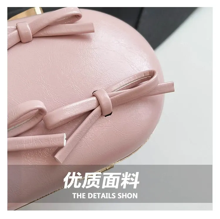 Tas Selempang Wanita Bahan PU Sintetis Polos Warna Pink Bentuk Kotak Tali untuk Reseller