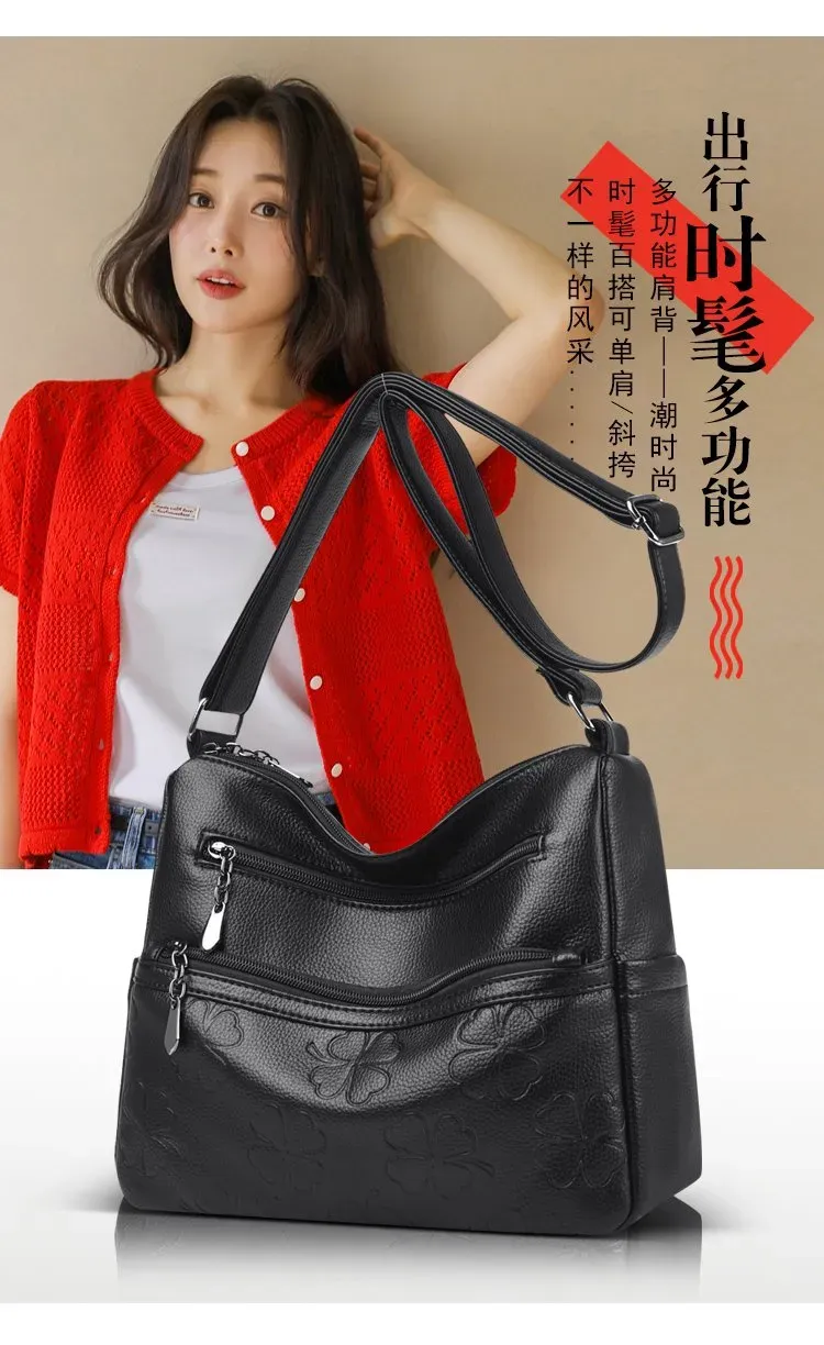 Tas Selempang Wanita Bahan PU Sintetis Motif Print Warna Merah Bentuk Kotak Tali Resleting