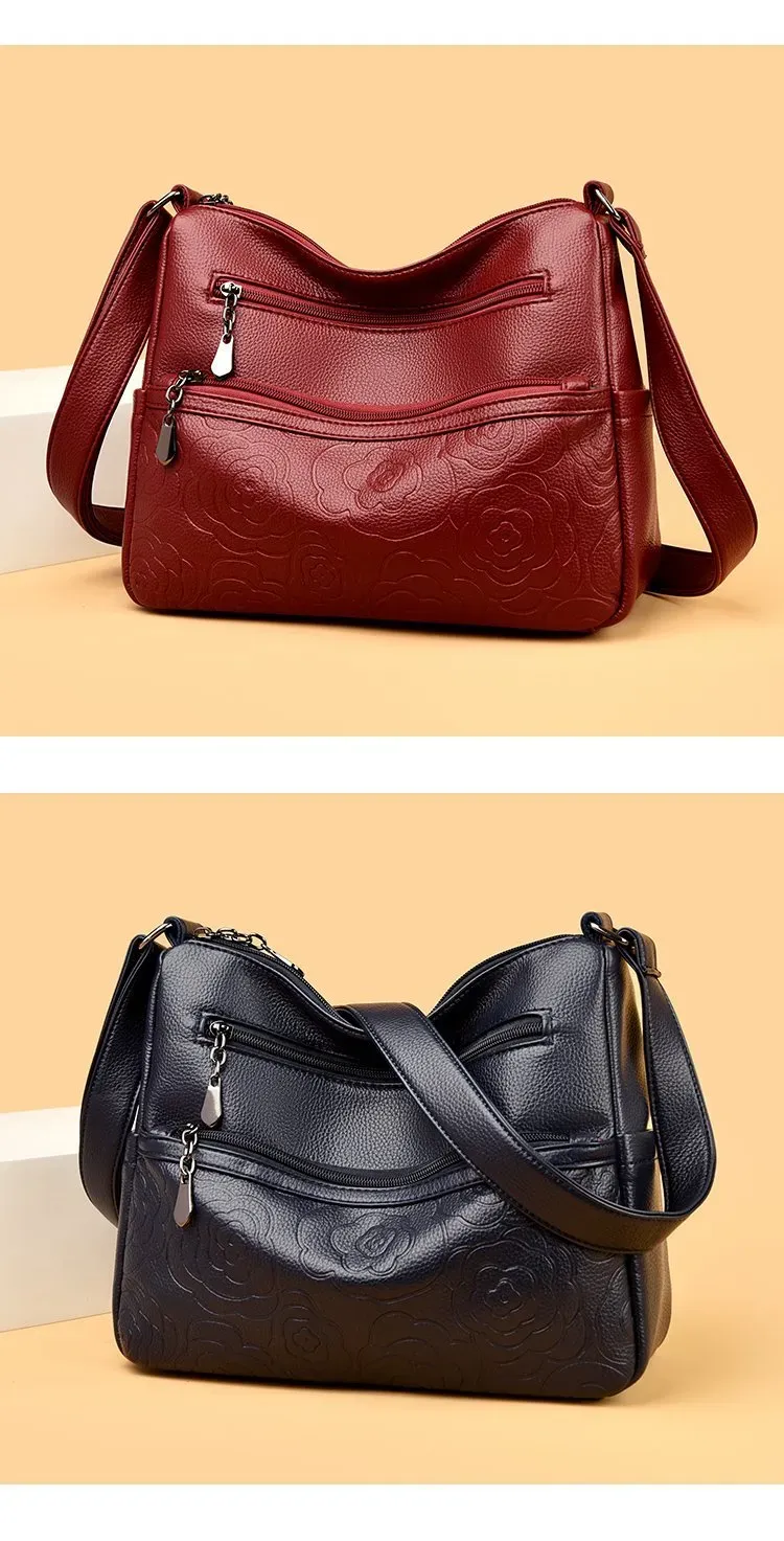 Tas Selempang Wanita Bahan PU Sintetis Motif Print Warna Merah Bentuk Kotak Tali Harga Grosir