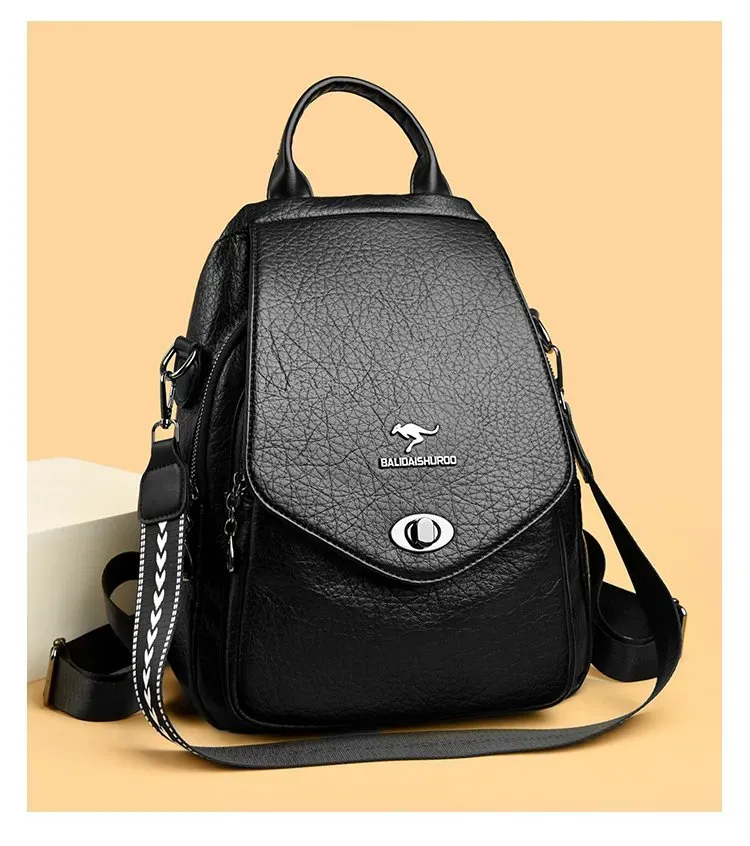 Tas Selempang Wanita Bahan PU Sintetis Polos Bentuk Kotak Tali Panjang Resleting Warna Hitam
