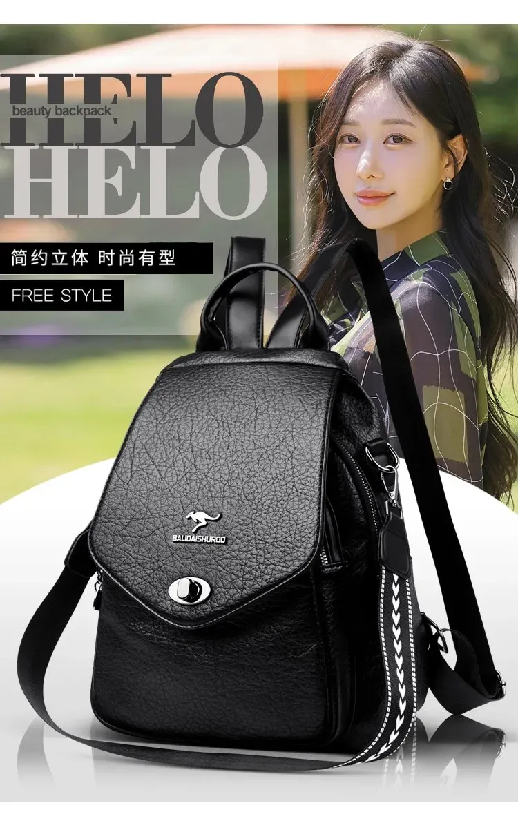 Tas Selempang Wanita Bahan PU Sintetis Polos Bentuk Kotak Tali Panjang Resleting Warna Hitam