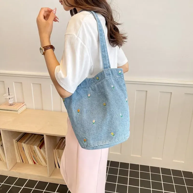 Tas Bucket Wanita Bahan PU Sintetis Polos Warna Biru Bentuk Bucket Tali Lebar Katalog Grosir