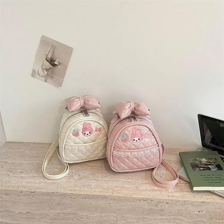 Tas Ransel Wanita Bahan PU Sintetis Polos Warna Putih Bentuk Kotak Tali Serut Grosir Import