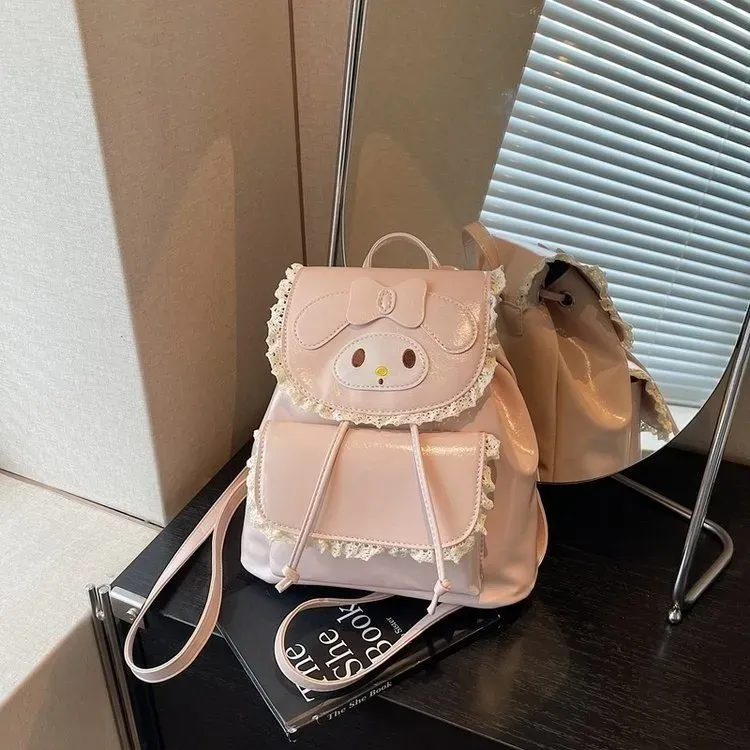 Tas Ransel Wanita Bahan PU Sintetis Polos Warna Putih Bentuk Kotak Tali Serut Grosir Import