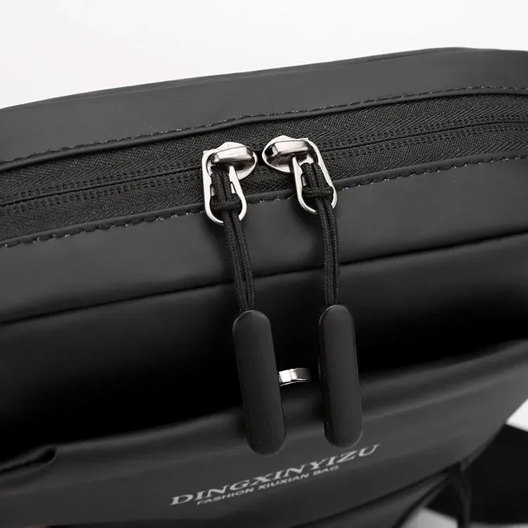 Tas Selempang Pria Bahan Nylon Polos Warna Hitam Bentuk Kotak Tali Lebar Bahan PU Sintetis