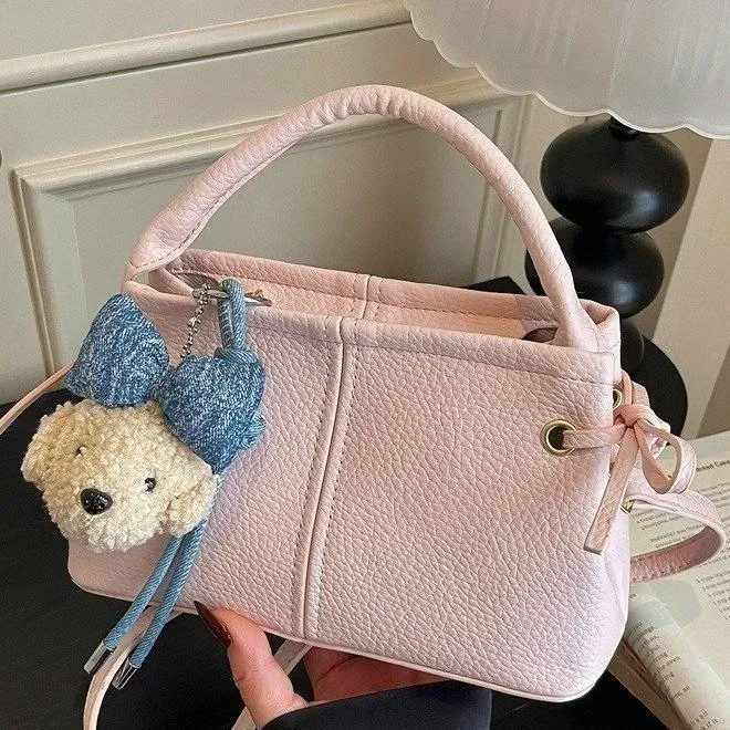 Tas Selempang Wanita Bahan Kain Motif Plaid Warna Biru Bentuk Crescent Tali Grosir Import