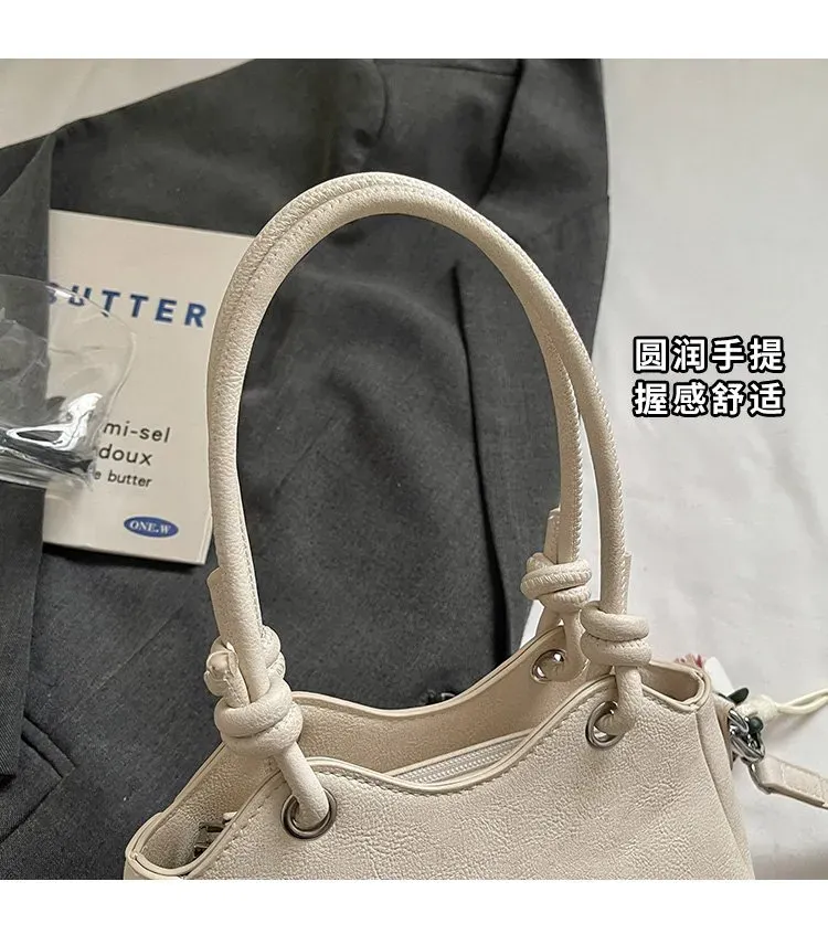 Tas Selempang Wanita Bahan PU Sintetis Polos Bentuk Kotak Tali Lebar Resleting Warna Cokelat