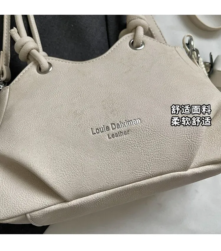 Tas Selempang Wanita Bahan PU Sintetis Polos Bentuk Kotak Tali Lebar Resleting Warna Cokelat
