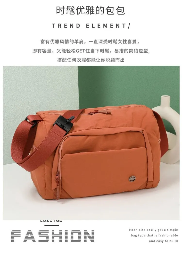 Tas Selempang Wanita Bahan Nylon Polos Bentuk Kotak Tali Lebar Resleting Grosir Import