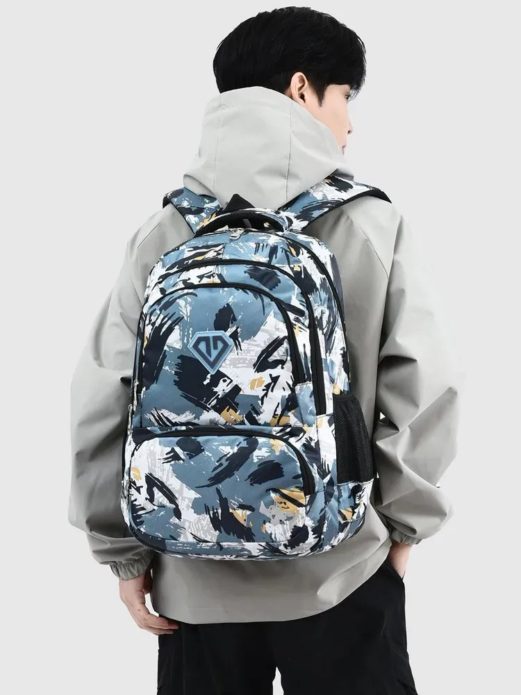 Tas Ransel Wanita Bahan Oxford Motif Print Warna Hitam Bentuk Kotak Tali Lebar Stok China