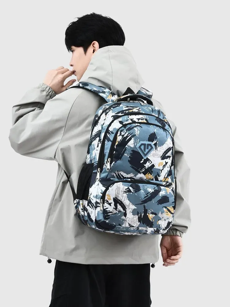 Tas Ransel Wanita Bahan Oxford Motif Print Warna Hitam Bentuk Kotak Tali Lebar Stok China