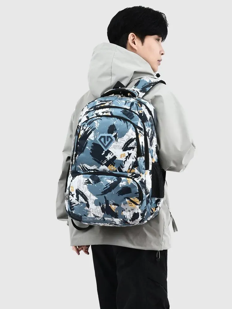 Tas Ransel Wanita Bahan Oxford Motif Print Warna Hitam Bentuk Kotak Tali Lebar Stok China