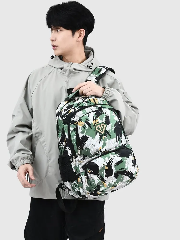Tas Ransel Wanita Bahan Oxford Motif Print Warna Hitam Bentuk Kotak Tali Lebar Stok China
