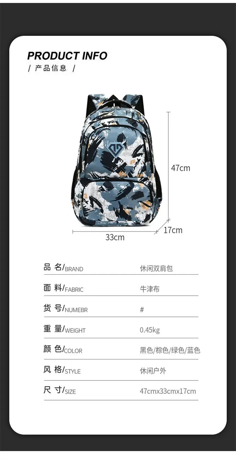 Tas Ransel Wanita Bahan Oxford Motif Print Warna Hitam Bentuk Kotak Tali Lebar Stok China