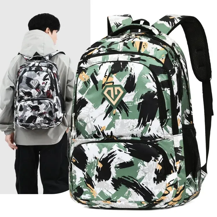 Tas Ransel Wanita Bahan Oxford Motif Print Warna Hitam Bentuk Kotak Tali Lebar Stok China
