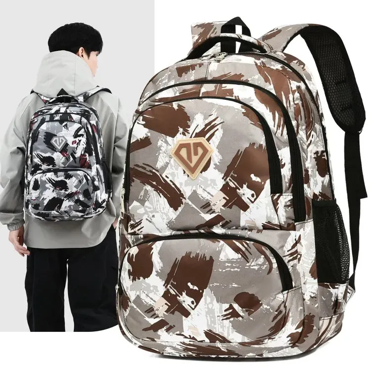 Tas Ransel Wanita Bahan Oxford Motif Print Warna Hitam Bentuk Kotak Tali Lebar Stok China