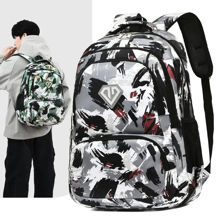 Tas Ransel Wanita Bahan Oxford Motif Print Warna Hitam Bentuk Kotak Tali Lebar Stok China
