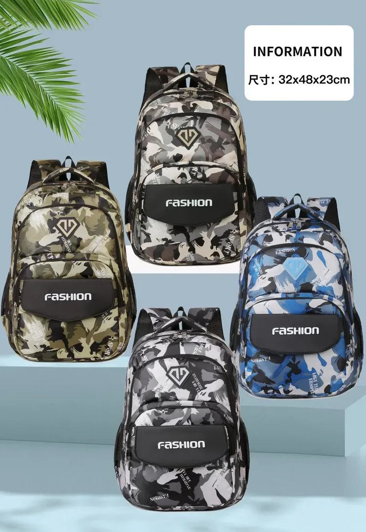 Tas Ransel Wanita Bahan Oxford Motif Print Warna Biru Bentuk Kotak Tali Lebar Pilihan Reseller