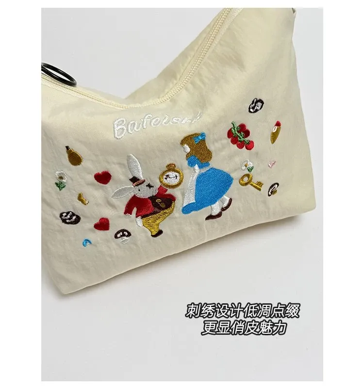 Tas Selempang Wanita Bahan PU Sintetis Motif Print Warna Beige Bentuk Kotak Tali Resleting