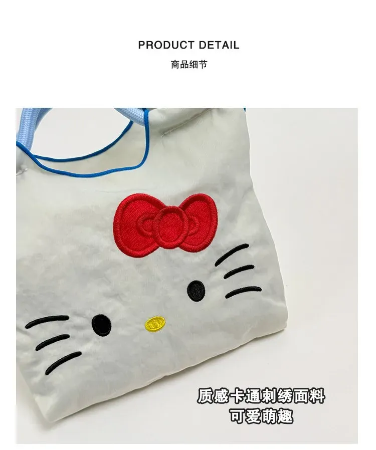 Tas Tote Wanita Bahan PU Sintetis Motif Hello Kitty Warna Putih Bentuk Kotak Grosir Import