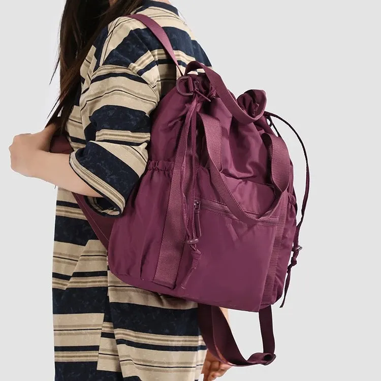 Tas Ransel Pria Bahan Nylon Polos Warna Abu-Abu Bentuk Kotak Tali Lebar Resleting Grosir Import