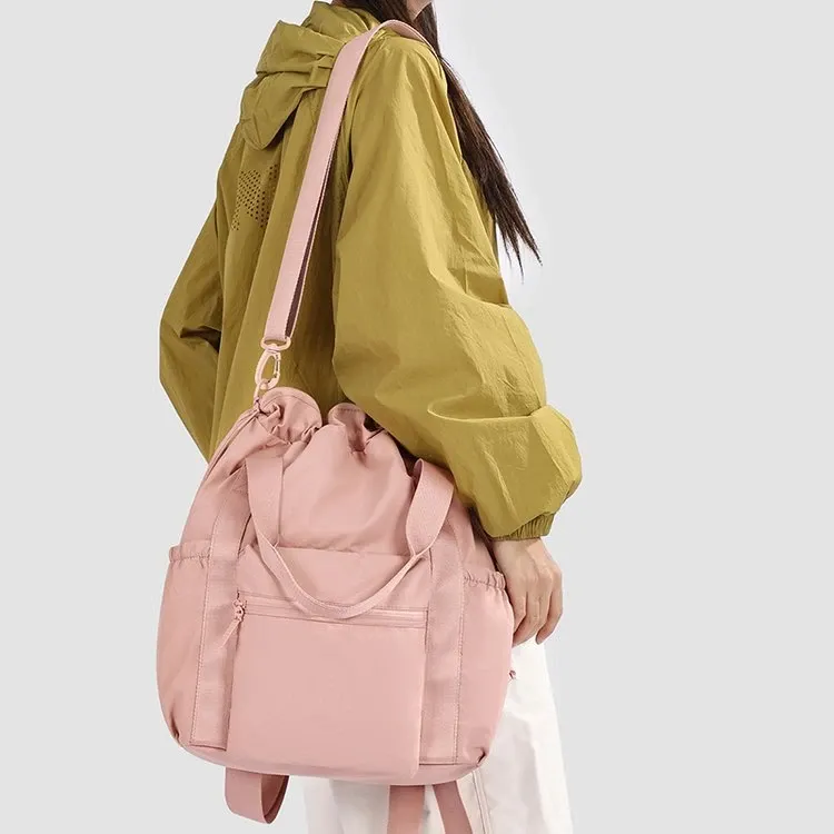 Tas Ransel Pria Bahan Nylon Polos Warna Abu-Abu Bentuk Kotak Tali Lebar Resleting Grosir Import