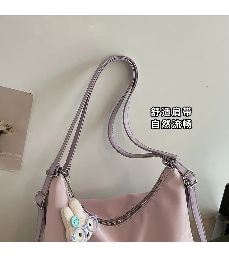 Tas Ransel Wanita Bahan PU Sintetis Polos Warna Pink Model Hobo Tali Lebar Grosir Import