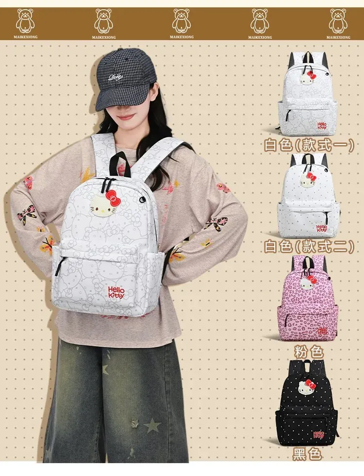 Tas Ransel Wanita Bahan PU Sintetis Motif Print Warna Putih Bentuk Kotak Tali Resleting Grosir