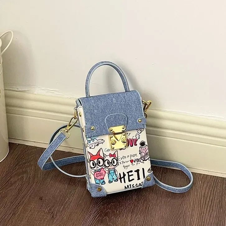 Tas Ransel Wanita Bahan Nylon Motif Print Warna Kuning Bentuk Kotak Tali Panjang Grosir Import