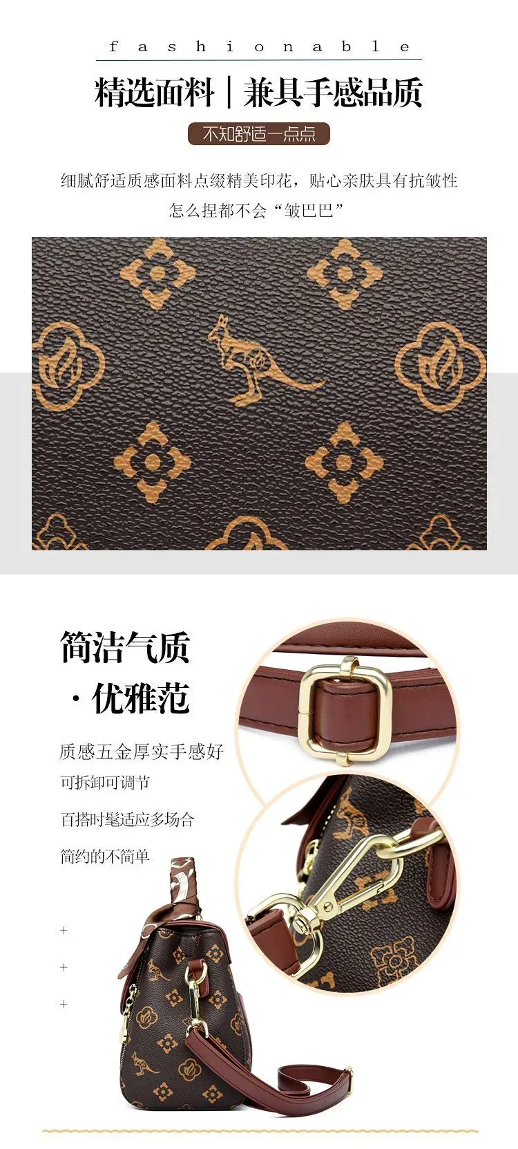 Tas Selempang Wanita Bahan PU Sintetis Motif Print Bentuk Kotak Tali Panjang Warna Kuning