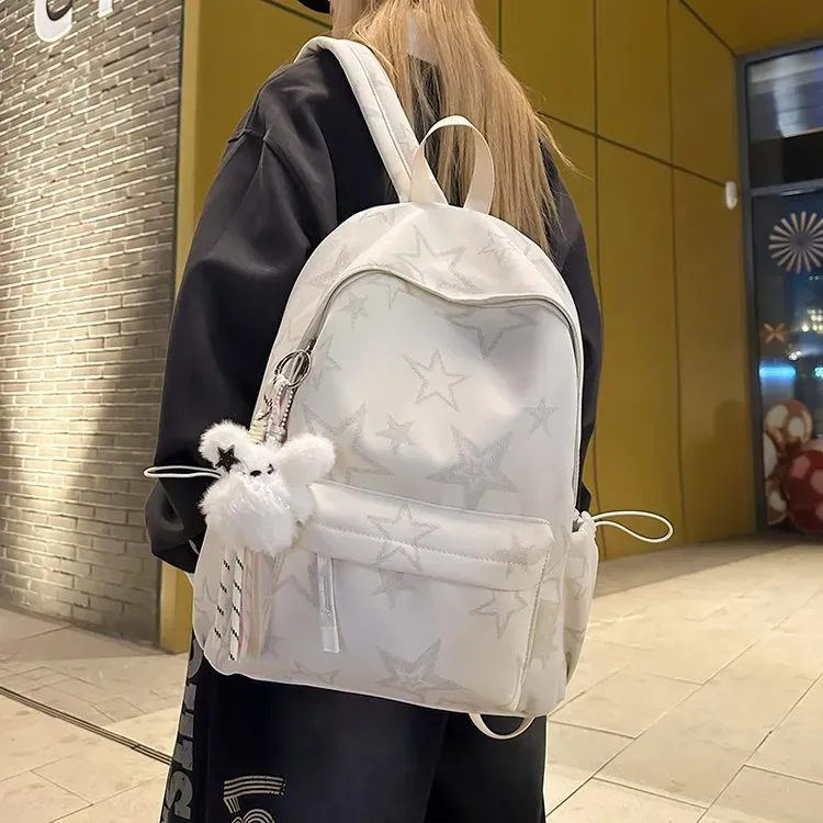 Tas Ransel Wanita Bahan Nylon Polos Warna Hijau Bentuk Kotak Tali Lebar Resleting Grosir Import