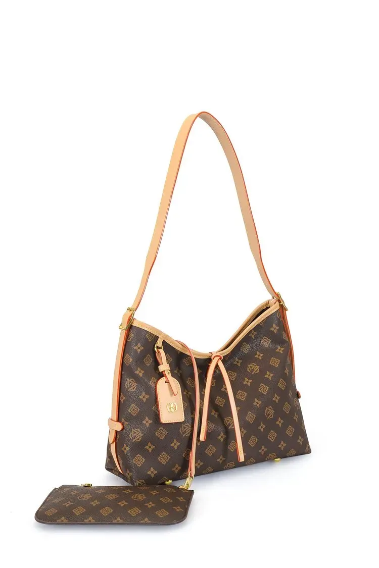 Tas Selempang Wanita Bahan PU Sintetis Motif Print Model Hobo Tali Panjang Grosir Import