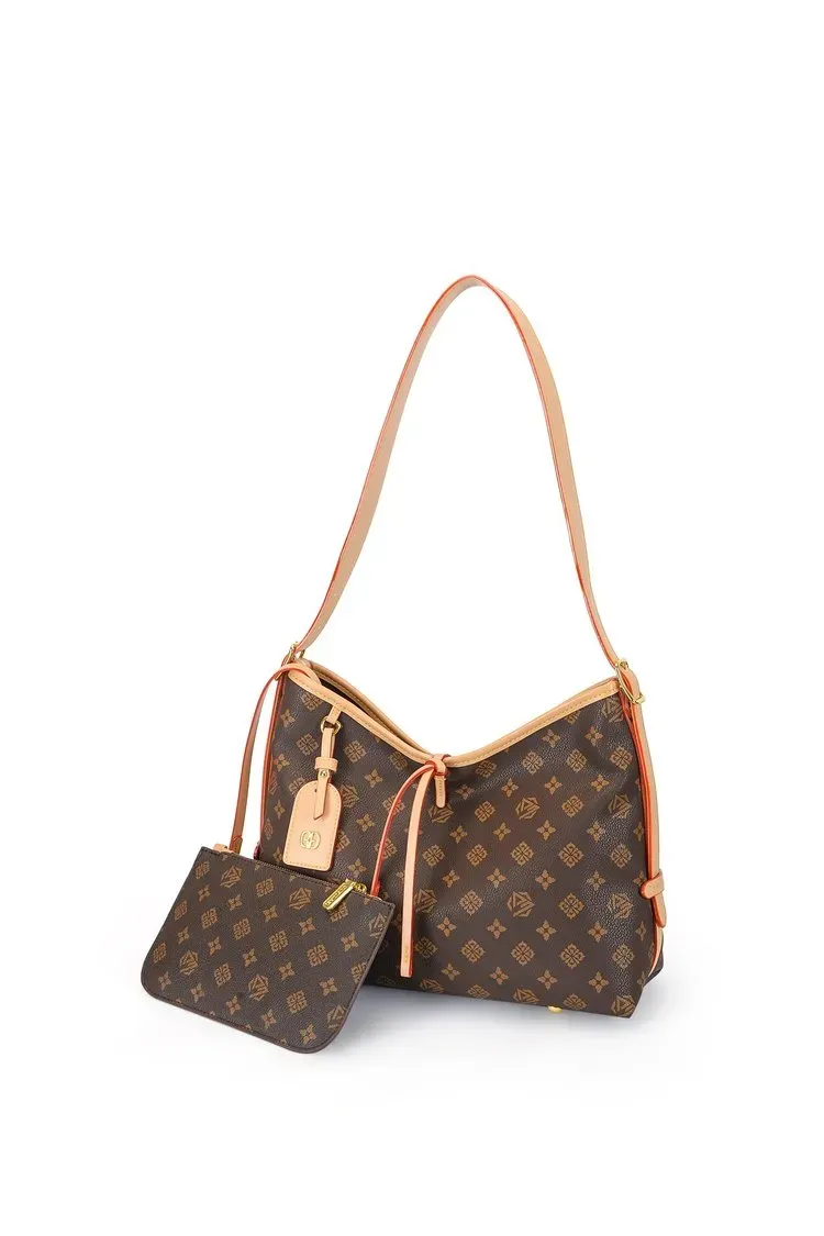 Tas Selempang Wanita Bahan PU Sintetis Motif Print Model Hobo Tali Panjang Grosir Import