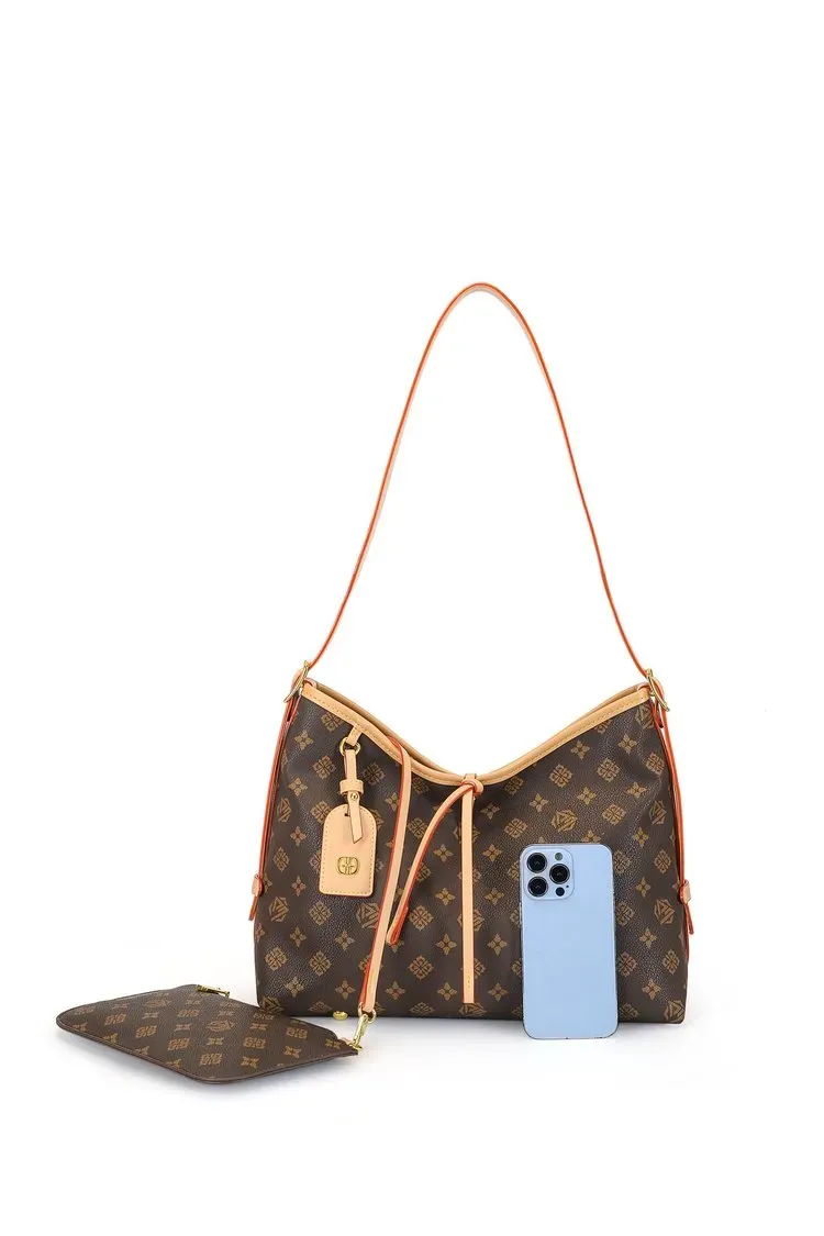 Tas Selempang Wanita Bahan PU Sintetis Motif Print Model Hobo Tali Panjang Grosir Import