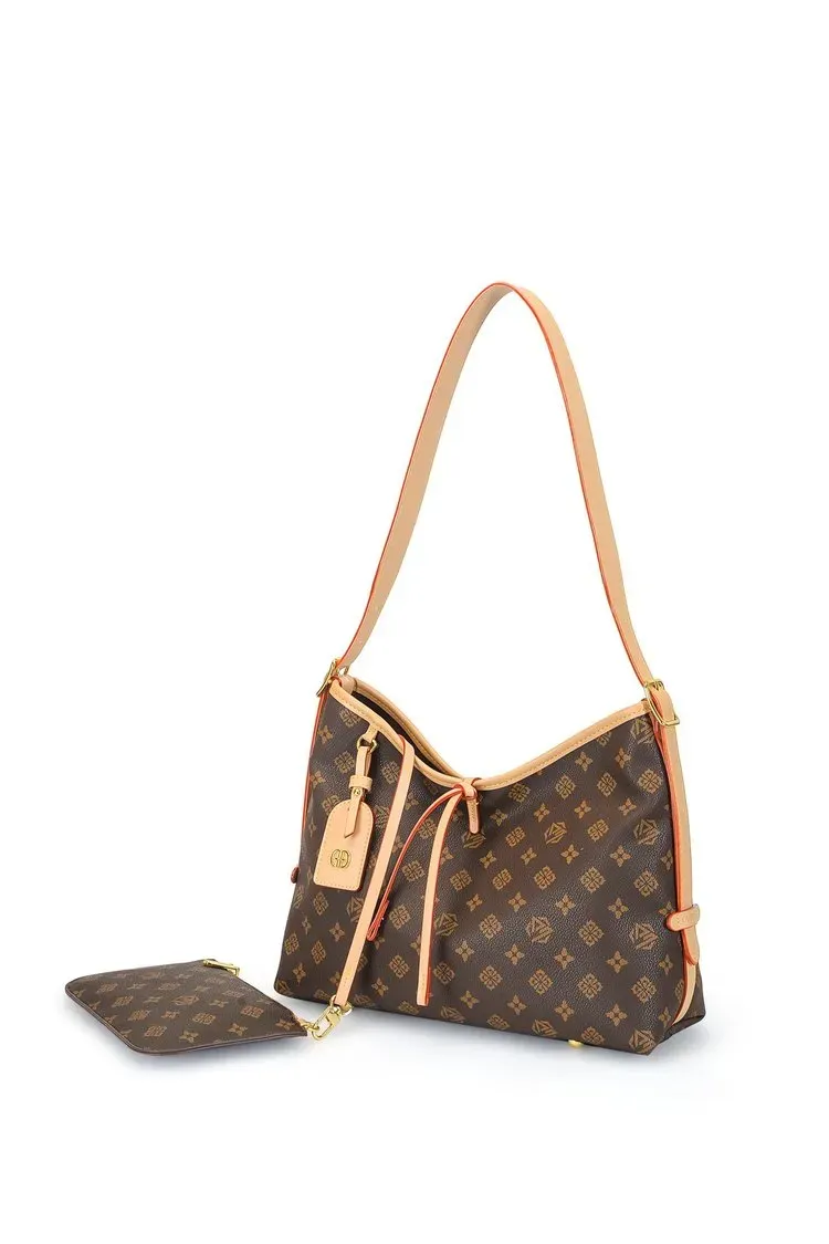 Tas Selempang Wanita Bahan PU Sintetis Motif Print Model Hobo Tali Panjang Grosir Import