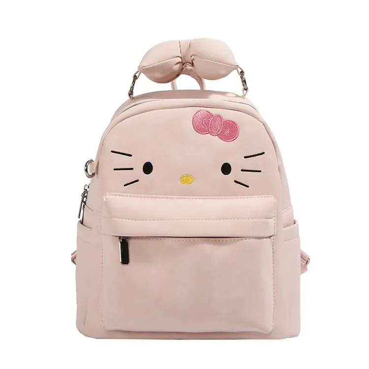 Tas Ransel Wanita Bahan PU Sintetis Polos Warna Pink Bentuk Kotak Tali Lebar Grosir Import
