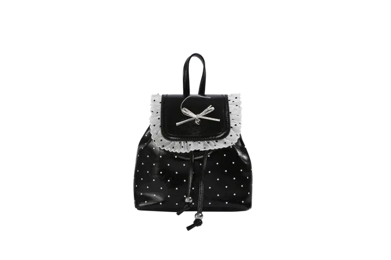 Tas Ransel Wanita Bahan PU Sintetis Motif Polkadot Warna Pink Bentuk Kotak Tali Grosir Import