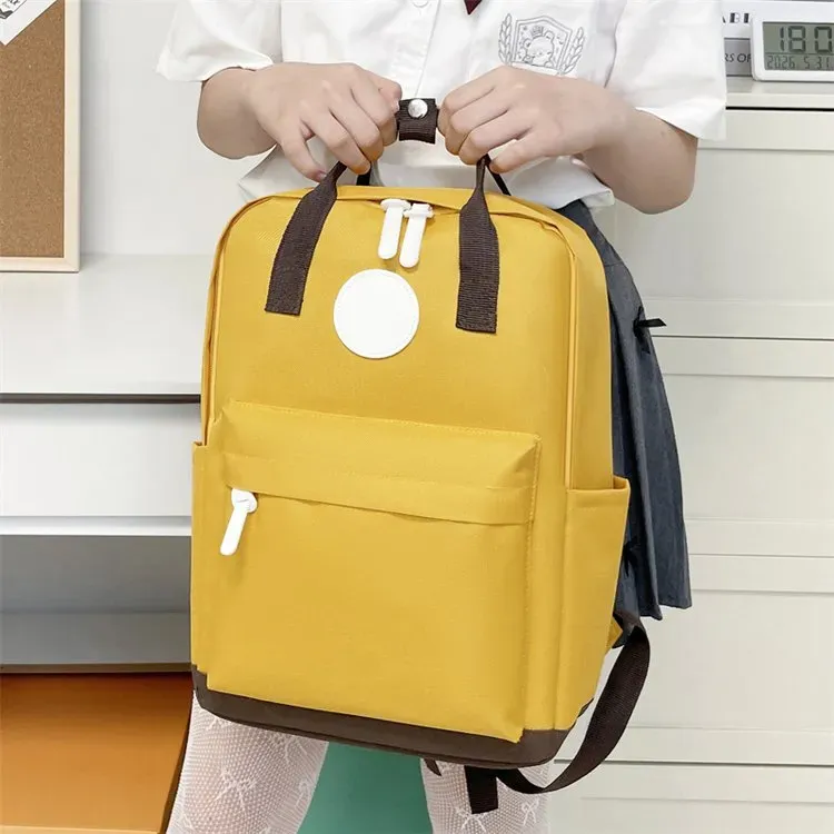 Tas Ransel Wanita Bahan Nylon Polos Warna Ungu Bentuk Kotak Tali Panjang Grosir Import