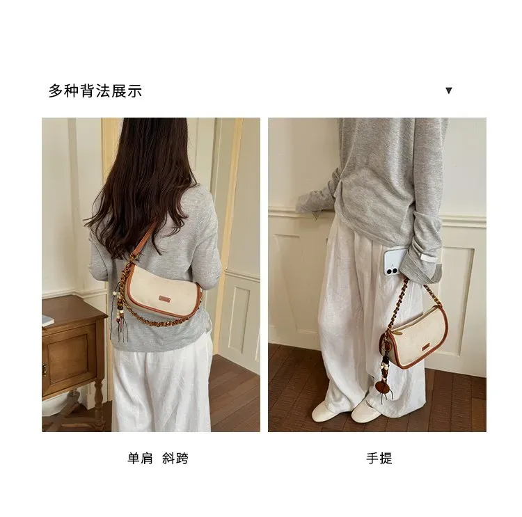 Tas Selempang Wanita Bahan PU Sintetis Polos Warna Beige Bentuk Kotak Tali untuk Toko Online