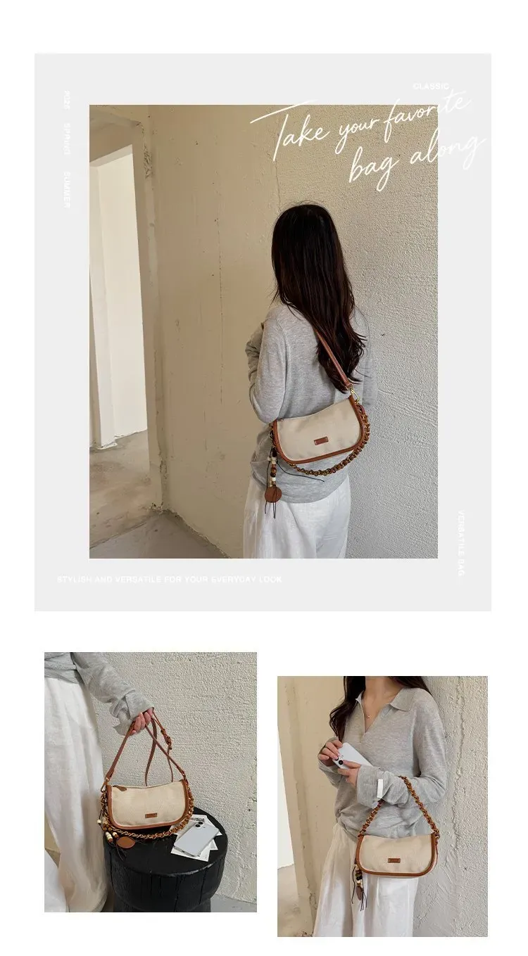 Tas Selempang Wanita Bahan PU Sintetis Polos Warna Beige Bentuk Kotak Tali untuk Toko Online