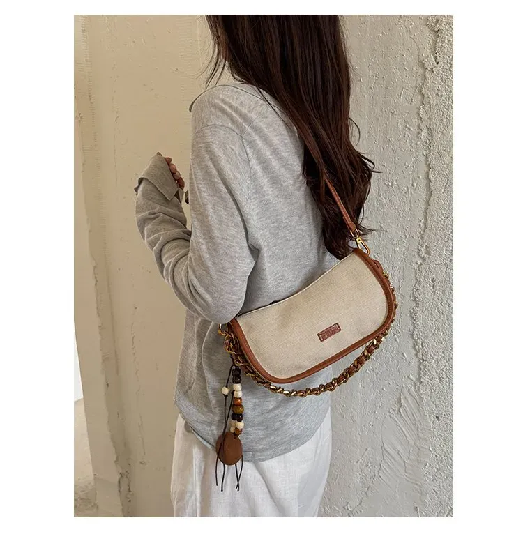 Tas Selempang Wanita Bahan PU Sintetis Polos Warna Beige Bentuk Kotak Tali untuk Toko Online