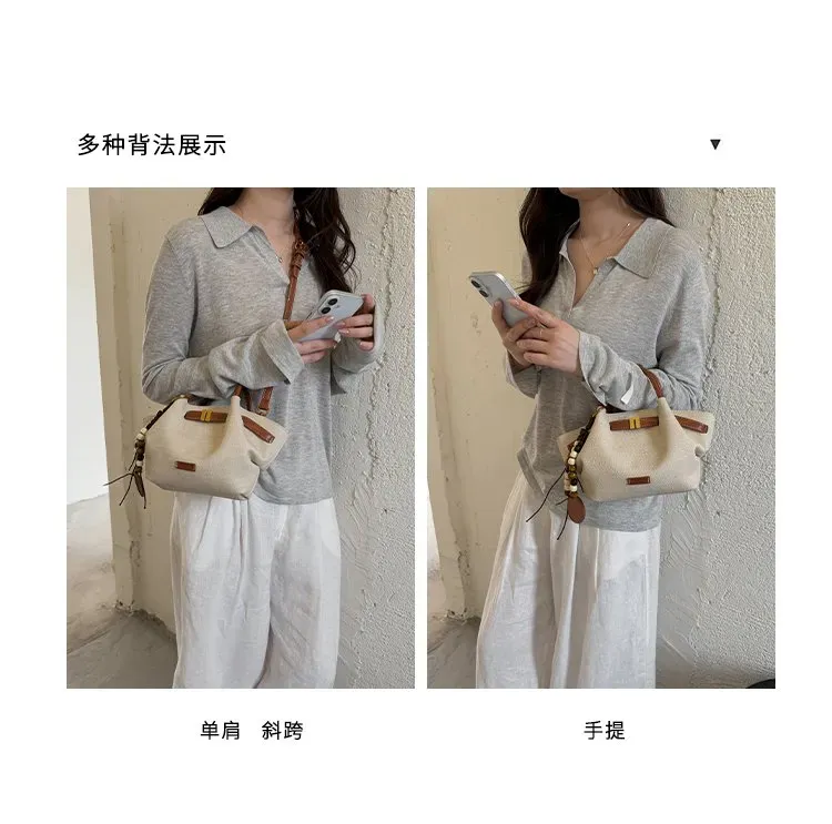 Tas Selempang Wanita Bahan PU Sintetis Polos Warna Beige Bentuk Kotak Tali Stok China