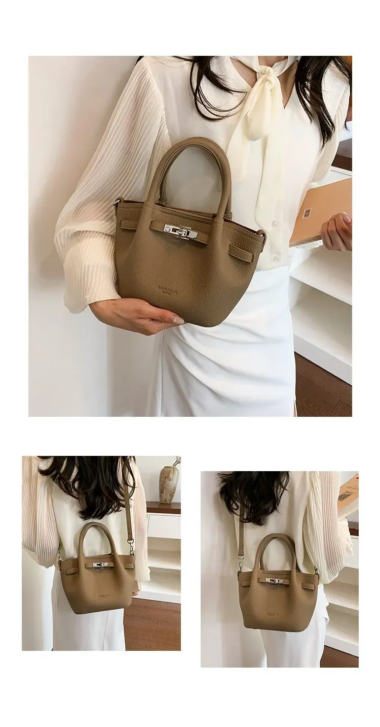 Tas Selempang Wanita Bahan PU Sintetis Polos Bentuk Kotak Tali Panjang Resleting